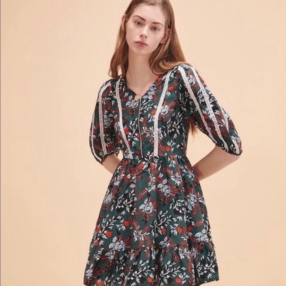 Maje floral dress with zipper Size 3